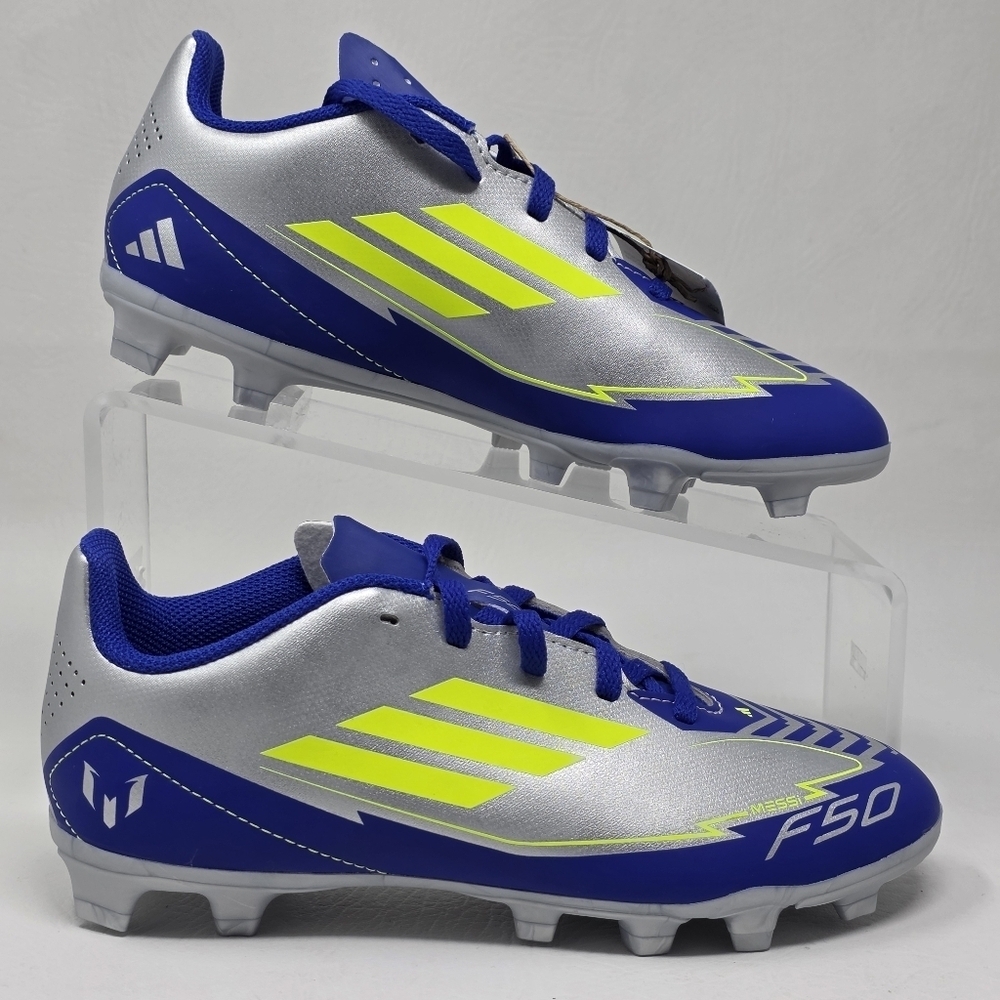 Adidas F50 Club FG/MG J Messi Soccer Cleats Silver Blue IH0926 Youth Size 3 New - Picture 2 of 12